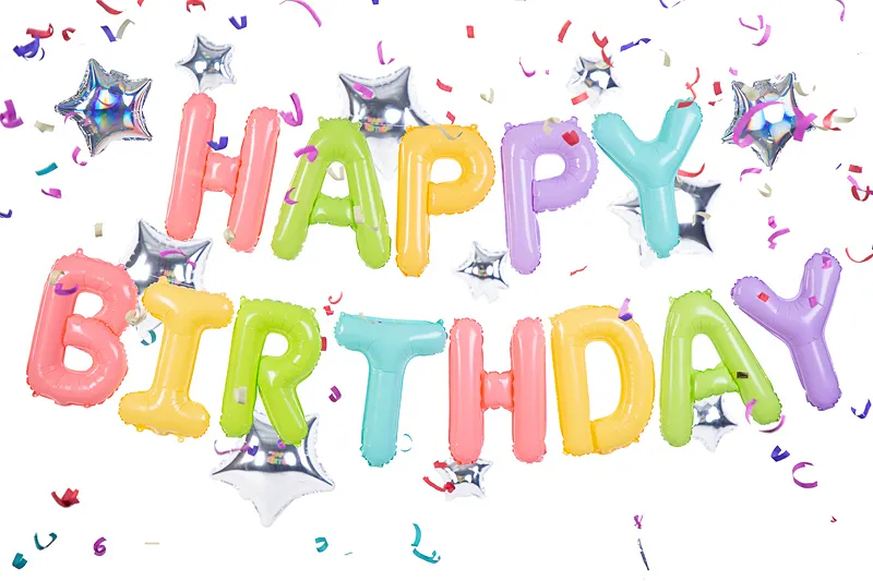Folinių balionų girlianda Happy Birthday (395×35 cm)