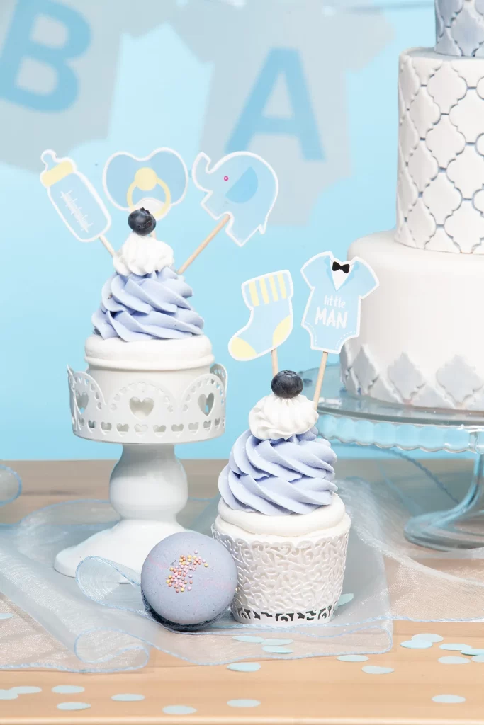Smeigtukai Baby shower drambliukas žydras 5 vnt.