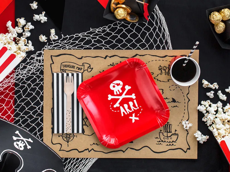 Popieriniai padėkliukai piratai (6 vnt./40×30 cm)